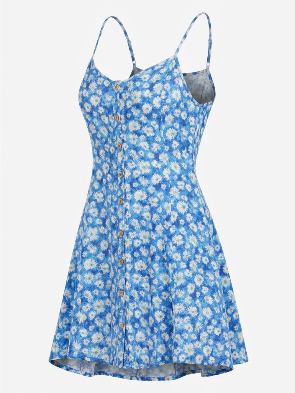 Blue Floral Button-Front Sundress